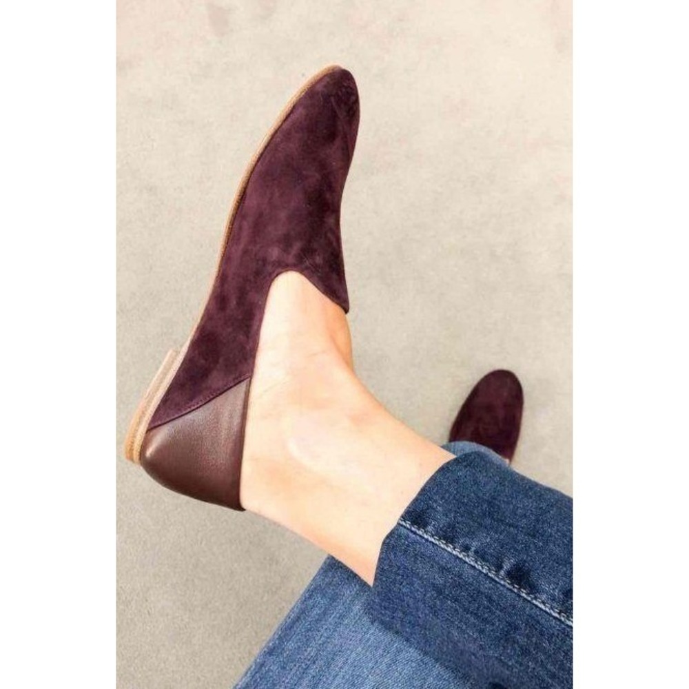 Vince Marley Burgundy Suede Venetian Loafers 6.5 Dark Academia Minimalist